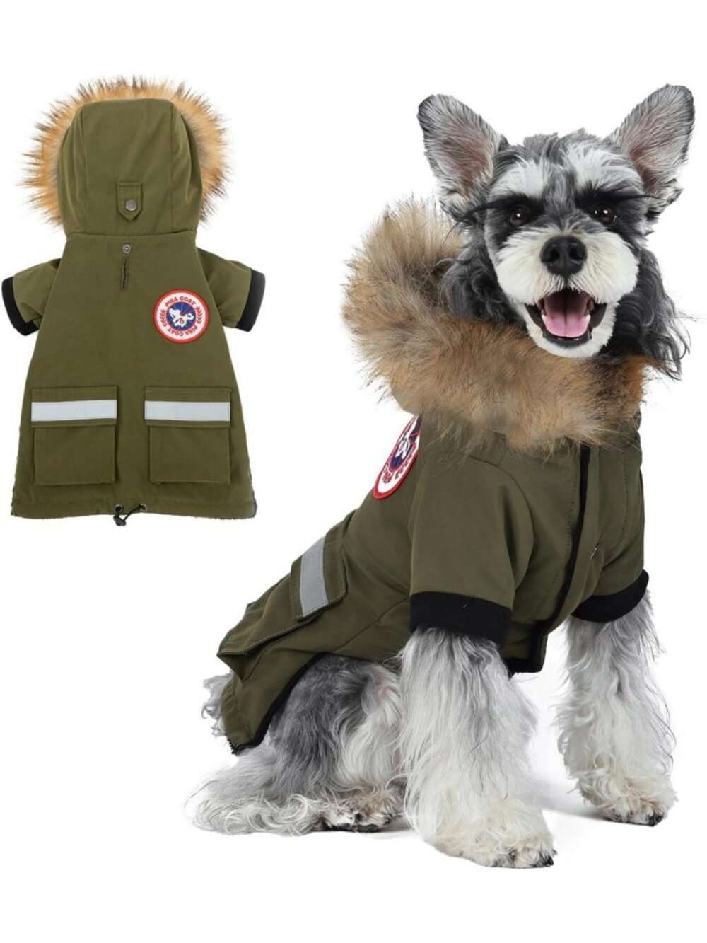 Waterproof Winter Dog Coat for Small Dogs - Warm Jacket with Faux Fur Hood